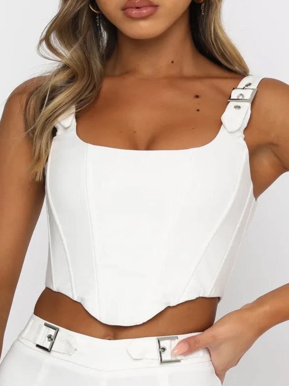 White Fox Boutique Keep Me Close Bustier Corset Top White Size M